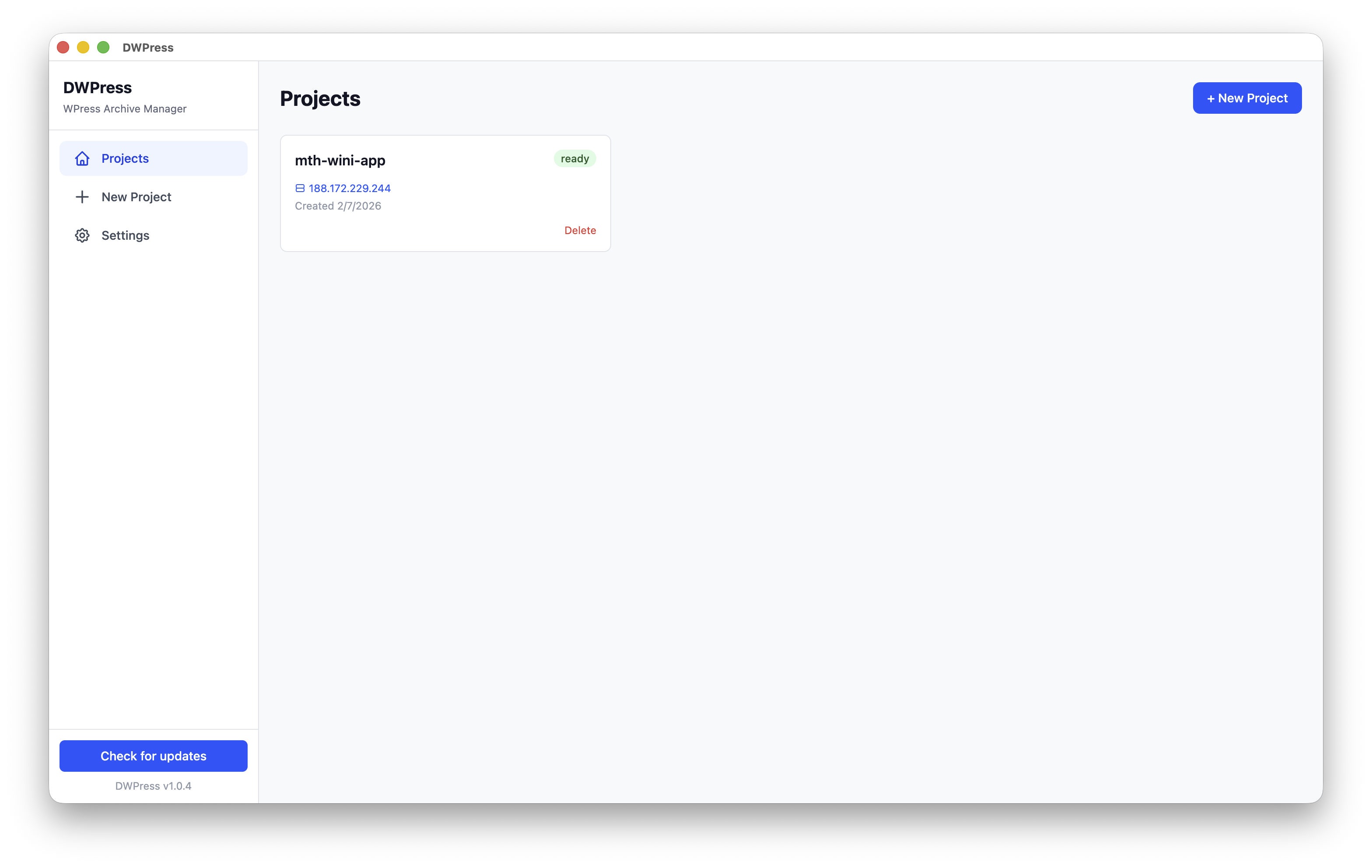 DWPress app screenshot